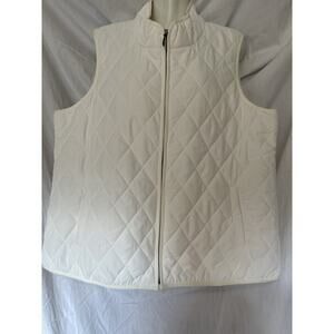 Coldwater Creek Quilted Puffer Vest Women’s Size 1X Plus White Full Zip Pockets